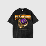 ΩΨΦ Championship Acid Wash Tee — Pledgewear streetwear with championship graphic for the Omega Psi Phi community
